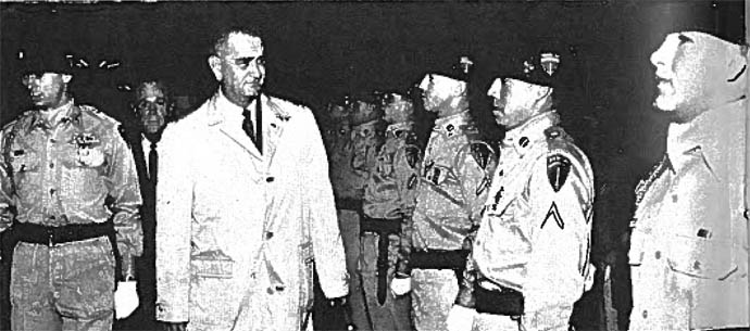 Vice President Lyndon B. Johnson inspects the troops of Berlin Brigade