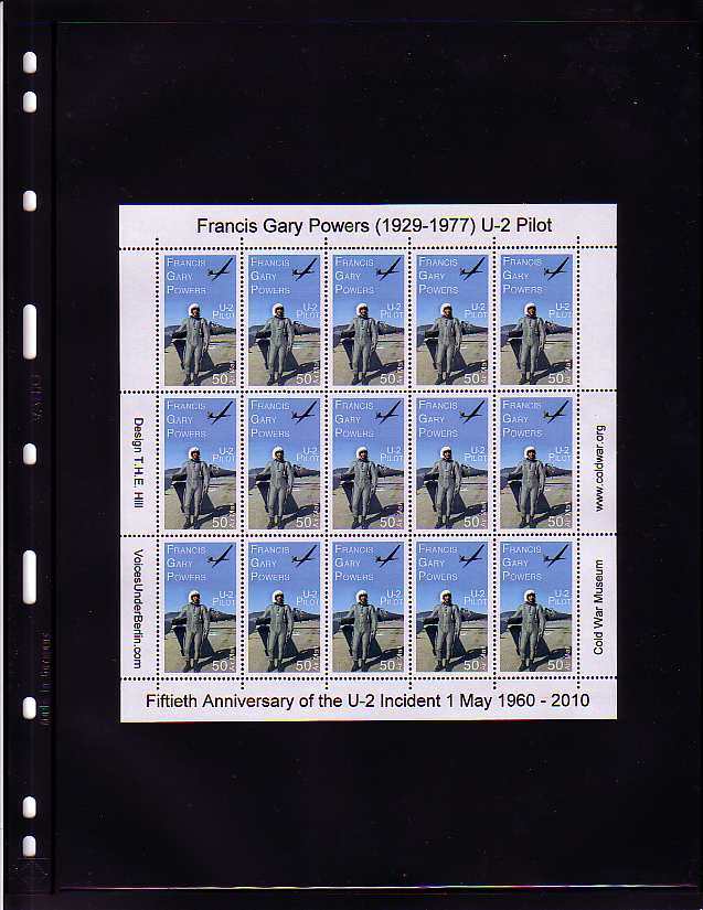 Francis Gary Powers U-2 Pilot Cinderella Stamp Sheet