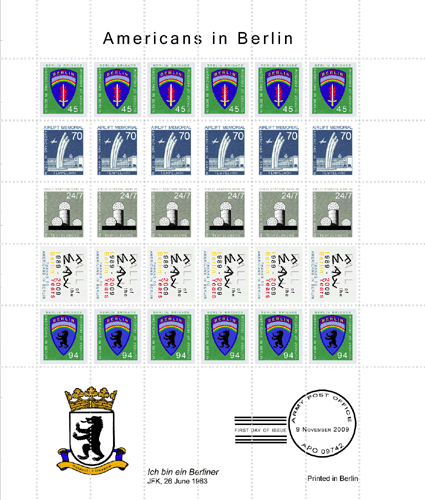 Sheet of Americans in Berlin Cinderella Stamps